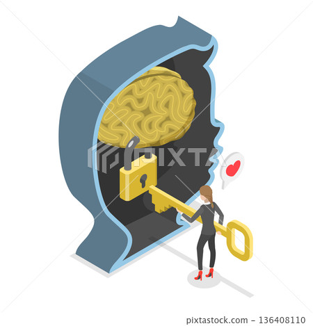 3D Isometric Flat  Illustration of Children Mental Health. Item 3 136408110