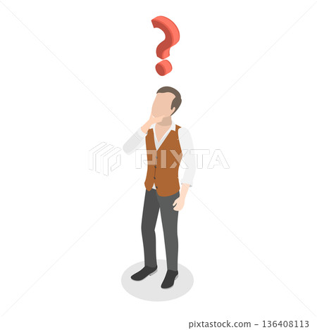 3D Isometric Flat  Illustration of Solution for Messy Chaos Situation. Item 4 136408113