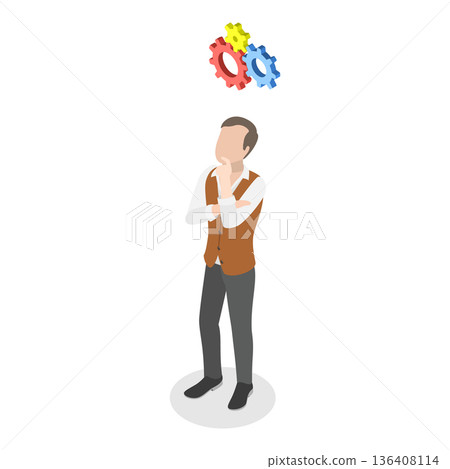 3D Isometric Flat Illustration of Solution for Messy Chaos Situation. Item 3 3D Isometric Flat Illustration of Solution for Messy Chaos Situation. Item 3 136408114