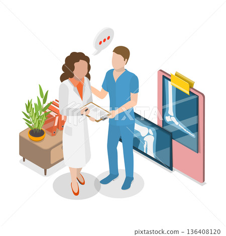 3D Isometric Flat  Illustration of Healthcare Courses. Item 3 136408120