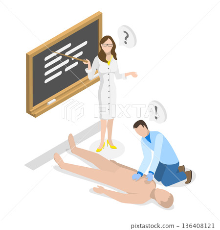 3D Isometric Flat  Illustration of Healthcare Courses. Item 2 136408121