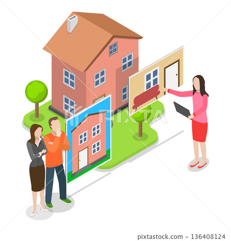 3D Isometric Flat Illustration of Real Estate Agency Service. Item 3 3D Isometric Flat Illustration of Real Estate Agency Service. Item 3 136408124