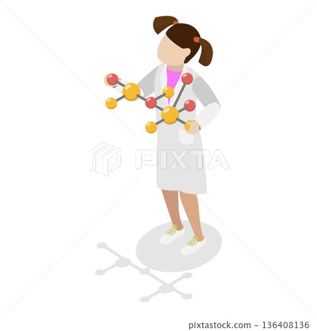 3D Isometric Flat  Illustration of Scientists Kids Characters. Item 6 136408136