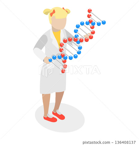 3D Isometric Flat  Illustration of Scientists Kids Characters. Item 5 136408137