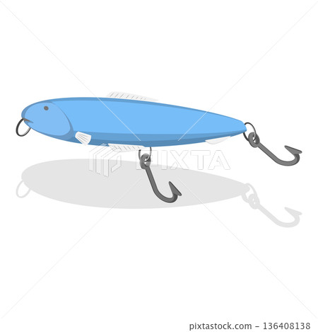 3D Isometric Flat Illustration of Fishing Bait Collection. Item 7 3D Isometric Flat Illustration of Fishing Bait Collection. Item 7 136408138