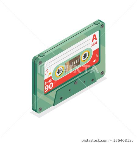 3D Isometric Flat  Illustration of Retro Tapes. Item 6 136408153