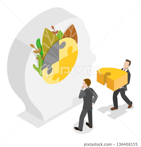 3D Isometric Flat  Illustration of Psychology. Item 3 136408155