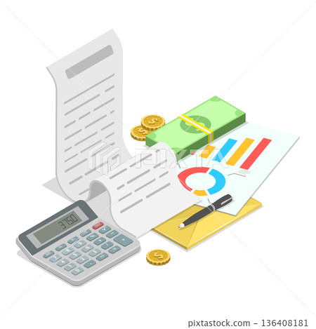 3D Isometric Flat  Illustration of Registration Of Claim. Item 3 136408181