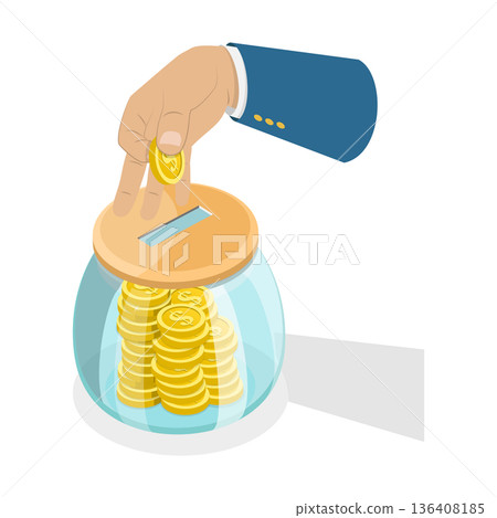 3D Isometric Flat  Illustration of Saving Deposit. Item 3 136408185