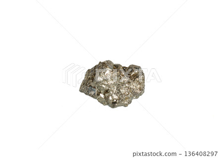 pyrite mineral stone macro on white background pyrite mineral stone macro on white background 136408297