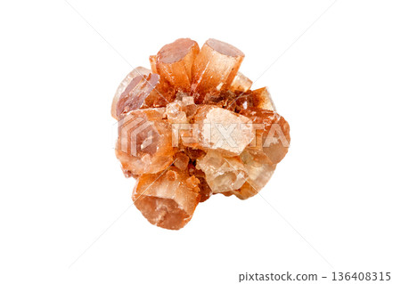 Aragonite mineral stone on a white background 136408315