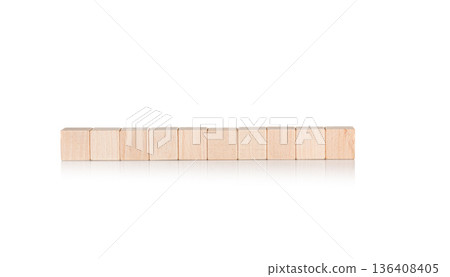 wooden cubes ten 10 pieces on isolate white background wooden cubes ten 10 pieces on isolate white background 136408405