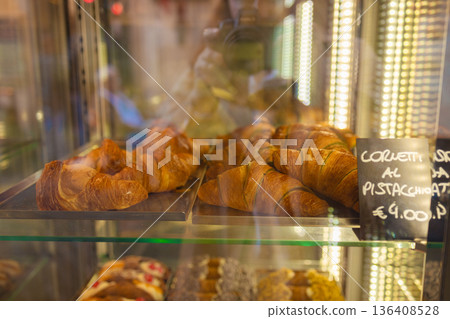 Freshly Baked Homemade Butter Croissant French Bakery Recipe Baked Goods White Background 136408528