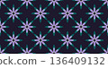 Gentle floral seamless pattern. Cute green purple stars on dark background. Plant cute digital ornament in country style. Folk flower elements 136409132