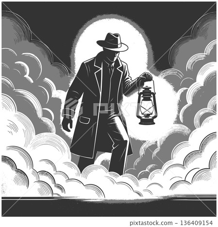 Navigating the Gray Area man in Fog with Lantern Navigating the Gray Area man in Fog with Lantern 136409154