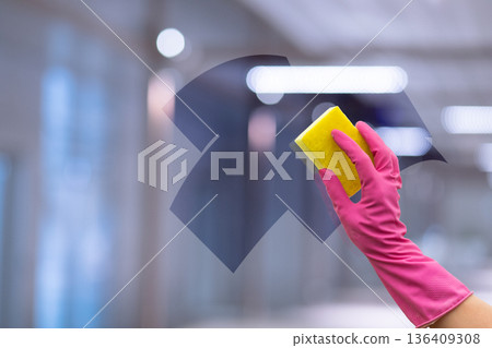 Cleaning the glass with care 136409308