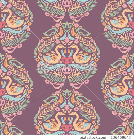 vector seamless pattern with mandala shape 136409643