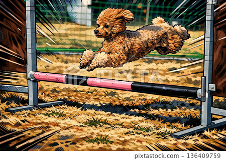 敏捷犬運動卡通風格 136409759