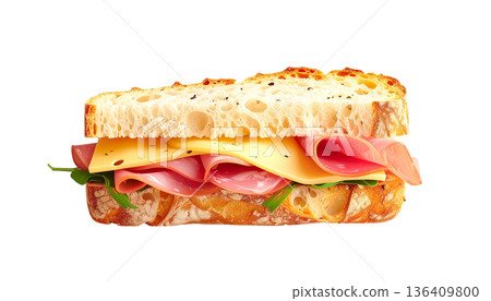 火腿和馬裡博起司石爐菲洛三明治插圖 136409800