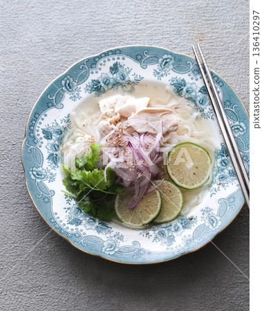 Citrus and salad noodles 136410297