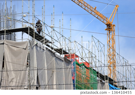 Image of external scaffolding (framework scaffolding) Image of external scaffolding (framework scaffolding) 136410455