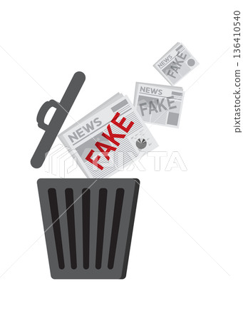 Throwing fake news in the bin, vector stock illustration Throwing fake news in the bin, vector stock illustration 136410540