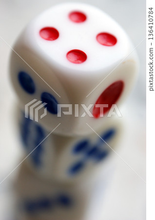 dice game many pieces closeup colorful dots dice game many pieces closeup colorful dots 136410784
