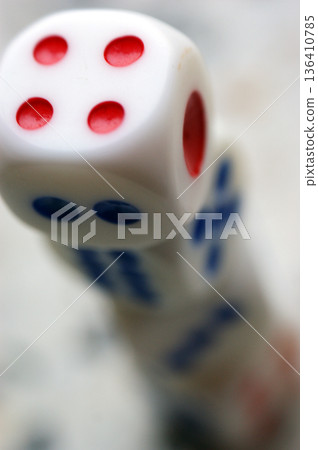 dice game many pieces closeup colorful dots dice game many pieces closeup colorful dots 136410785