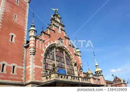 tower in a historic brick building 136410909
