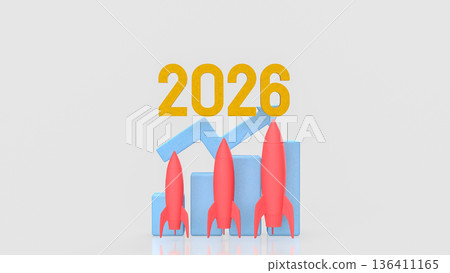 Multiple Rocket Launch Business Growth Concept 2026 3d render. 136411165