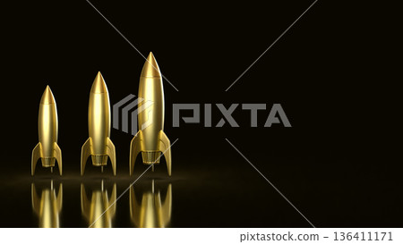 Luxury Business Growth Stages With Golden Rockets 3d render. Luxury Business Growth Stages With Golden Rockets 3d render. 136411171
