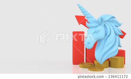 Unicorn Financial Growth Concept With Rising Market Value 3d render. 136411172