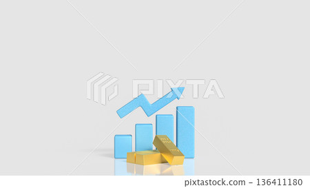 Gold Price Growth Concept With Rising Bar Chart And Arrow 3d render. 136411180