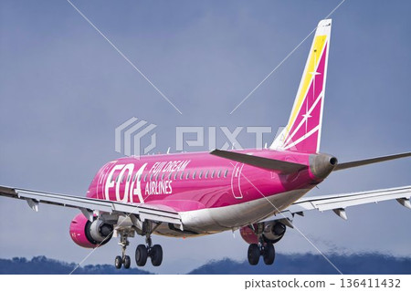 冬季仙台機場,降落的飛機,宮城縣名取市 冬季仙台機場,降落的飛機,宮城縣名取市 136411432