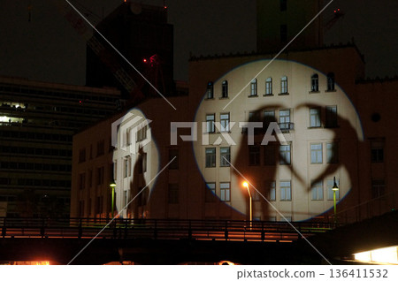 The story of the shadow projected on the building The story of the shadow projected on the building 136411532