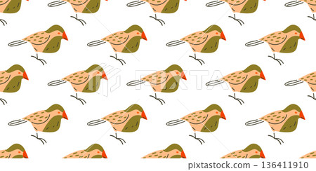 Spring Bird Seamless Pattern Design 136411910