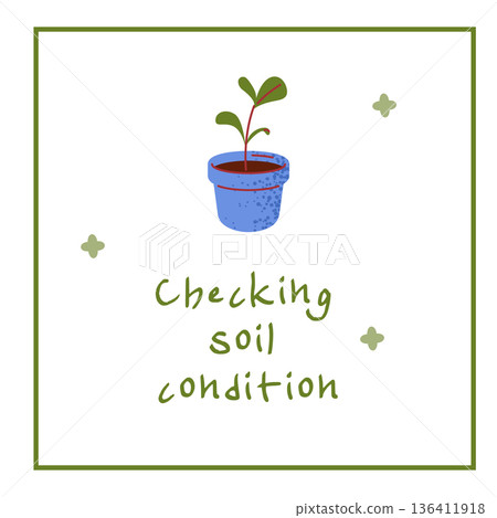 Potted Plant Soil Check Illustration Potted Plant Soil Check Illustration 136411918