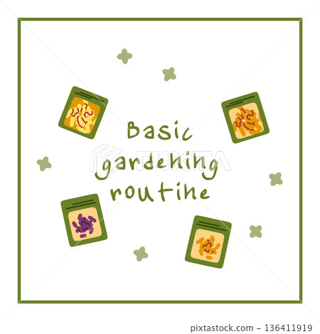 Seed Packet Gardening Illustration Poster Seed Packet Gardening Illustration Poster 136411919