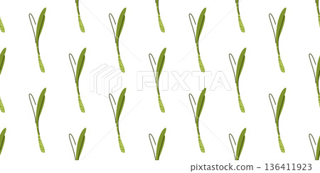 Green Onion Leaf Illustration Composition 136411923