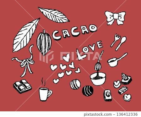 Cacao and chocolate illustration set 136412336