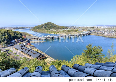 View from the castle tower of Inuyama Castle in Inuyama City (towards Mt. Igi) 136412510