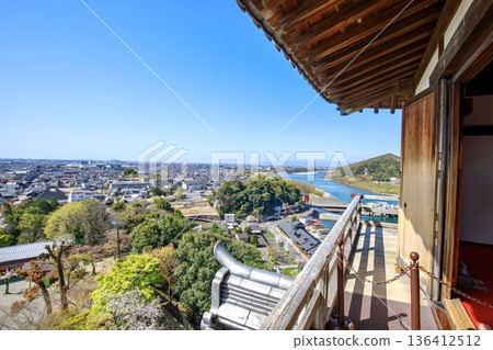 View from the castle tower of Inuyama Castle in Inuyama City (towards Mt. Igi) 136412512
