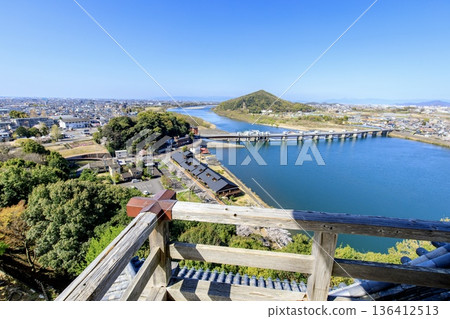 View from the castle tower of Inuyama Castle in Inuyama City (towards Mt. Igi) 136412513