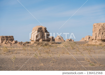 Dunhuang Yardang National Geological Park Tower Yardang Dunhuang Yardang National Geological Park Tower Yardang 136412568