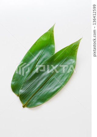 Bamboo leaves on a white background Bamboo leaves on a white background 136412599