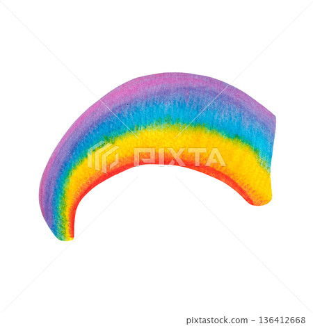 Half-circle rainbow, hand-drawn watercolor illustration. Drawing for scrapbooking, stickers, print. Summer, spectrum, colors, optics, joy Half-circle rainbow, hand-drawn watercolor illustration. Drawing for scrapbooking, stickers, print. Summer, spectrum, colors, optics, joy 136412668