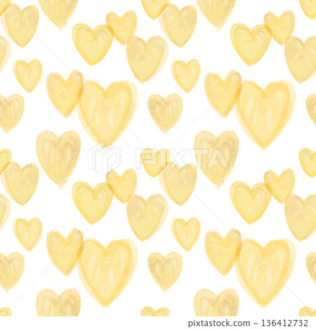 水彩心形無縫圖案(黃色) 水彩心形無縫圖案(黃色) 136412732