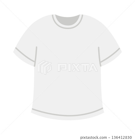 White T-shirt. Summer clothing design. Flat-style vector illustration isolated on a white background 136412830