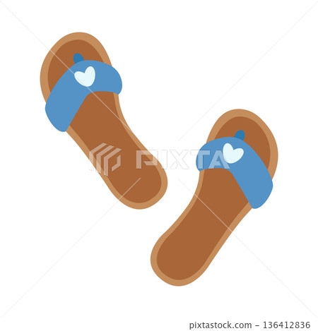 Blue flip-flops. Summer clothing design. Flat-style vector illustration isolated on a white background 136412836