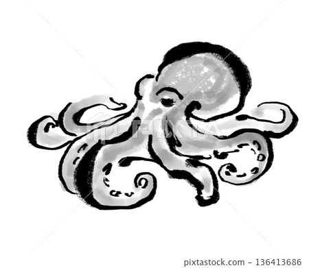 154_筆刷插畫_章魚_單色 136413686
